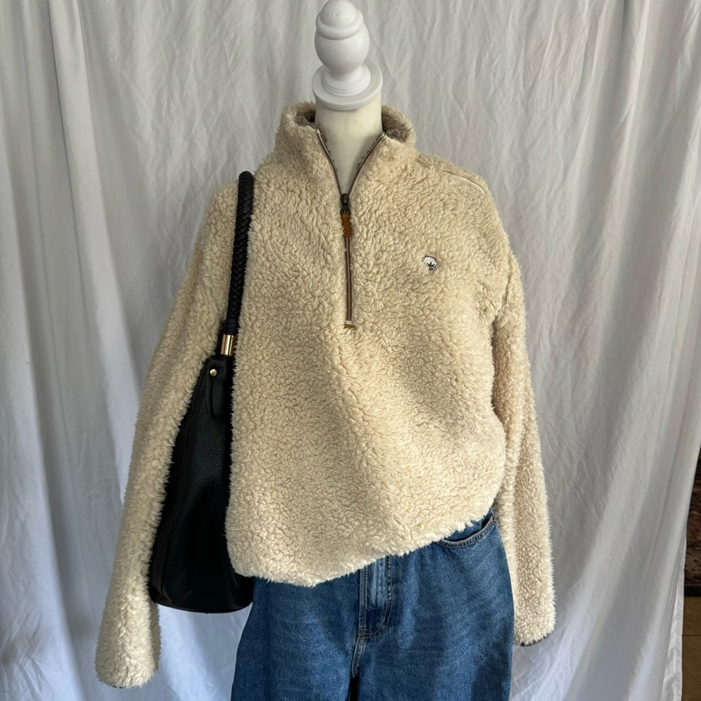 Southern Shirt - oversized Sherpa fleece half zip pullover - small